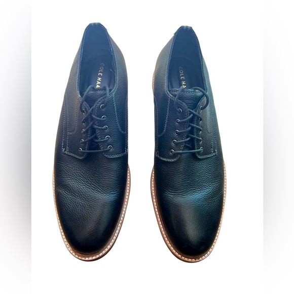 Cole Haan Men’s Black Pebbled Leather Derby Oxfords - Picture 1 of 5